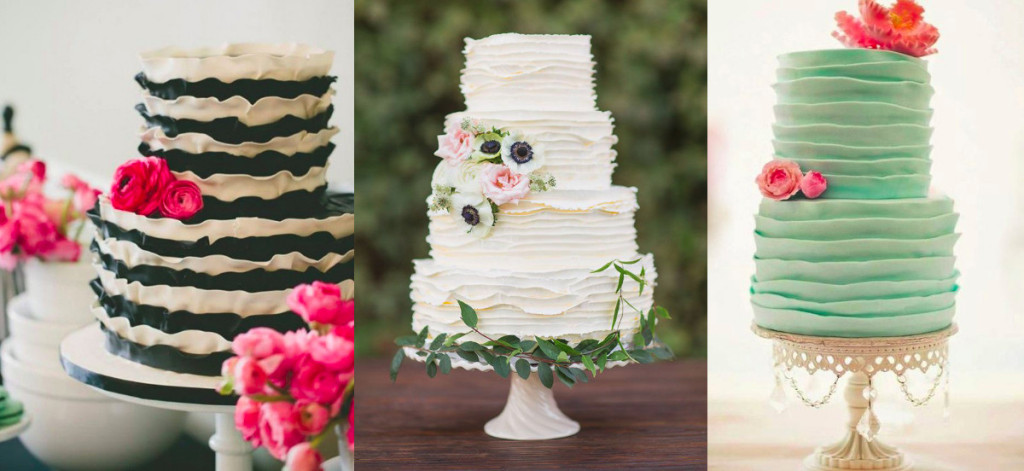 Torty weselne dekoracja falbanki