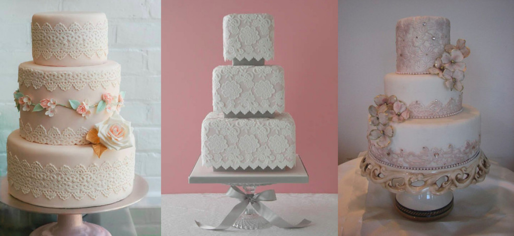 tort weselny dekoracja koronki