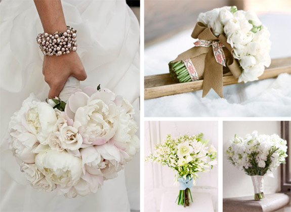 Bukiet ślubny z białych kwiatów