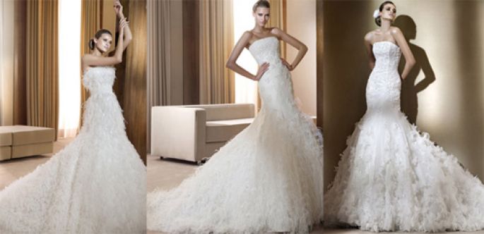 Suknia ślubna z piórami, Pronovias Suknia ślubna z piórami, Pronovias, 2016