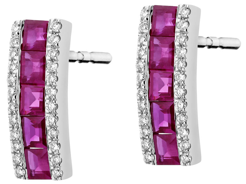 Kolczyki z białego złota z brylantami i rubinami 2790