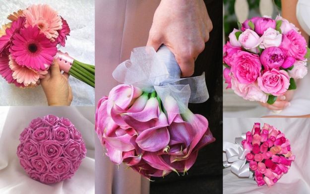 bukiety ślubne różowe