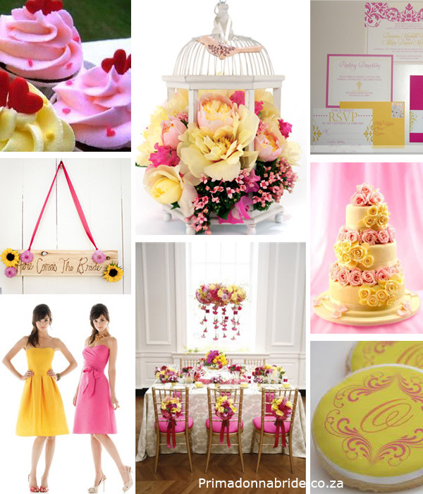 żółto-różowe inspiracje weselne
