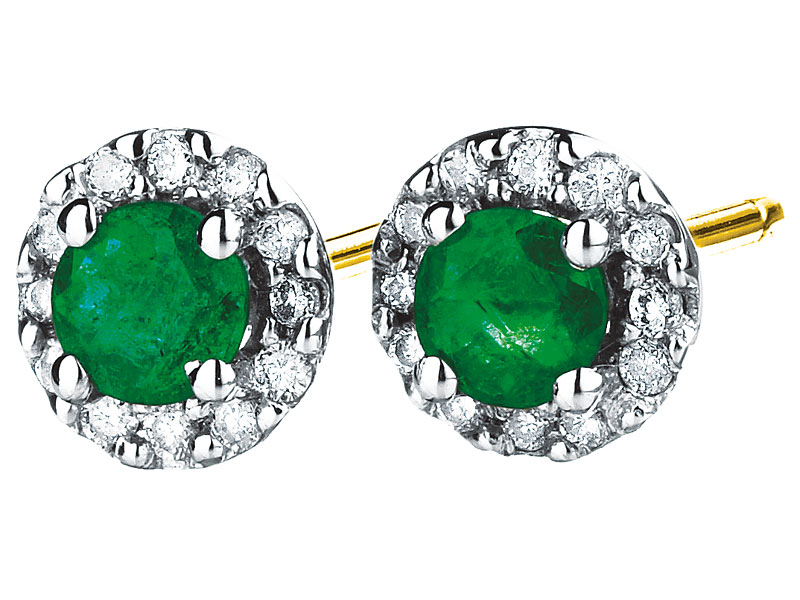 Kolczyki z żółtego i białego złota z brylantami i szmaragdami1490